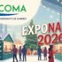 Ilustración de un mercado navideño animado con puestos y gente, con el logo de ASCOMA Asociación de Comerciantes de Manises en la parte superior izquierda y el texto "Exponadal 2026" en la parte inferior derecha